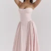 Samaria Ballerina roze twill korset midi-jurk