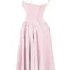 Samaria Ballerina roze twill korset midi-jurk