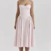 Samaria Ballerina roze twill korset midi-jurk