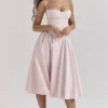 Samaria Ballerina roze twill korset midi-jurk