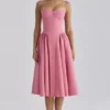 Samaria Midi-jurk met korset van katoenen twill in framboos
