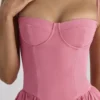 Samaria Midi-jurk met korset van katoenen twill in framboos