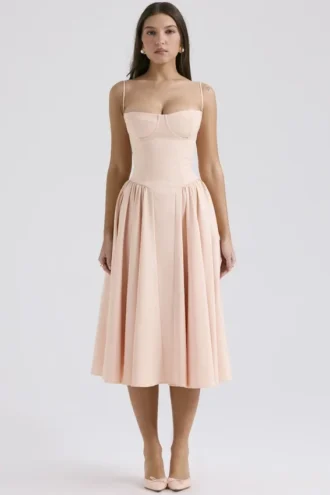 Samaria Peach Parfait Twill Korsetten-Jurken