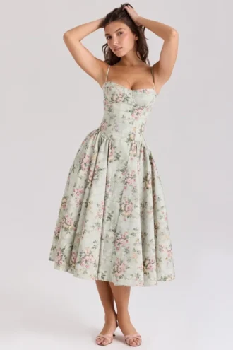 Samaria Sage katoenen midi-jurk met bloemenprint