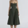 Samaria smaragdgroene midi-jurk met korset