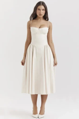 Samaria Vintage crèmekleurige korsetjurk voor de zomer