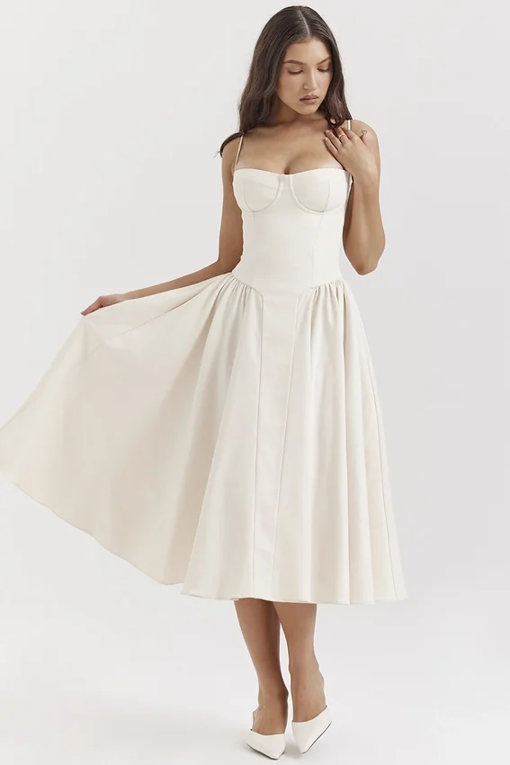 Samaria Vintage crèmekleurige korsetjurk voor de zomer
