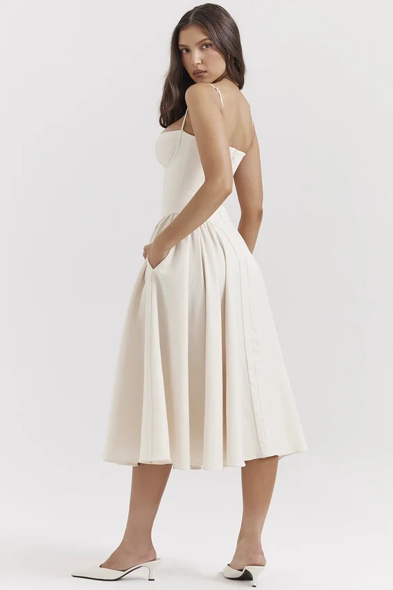 Samaria Vintage crèmekleurige korsetjurk voor de zomer