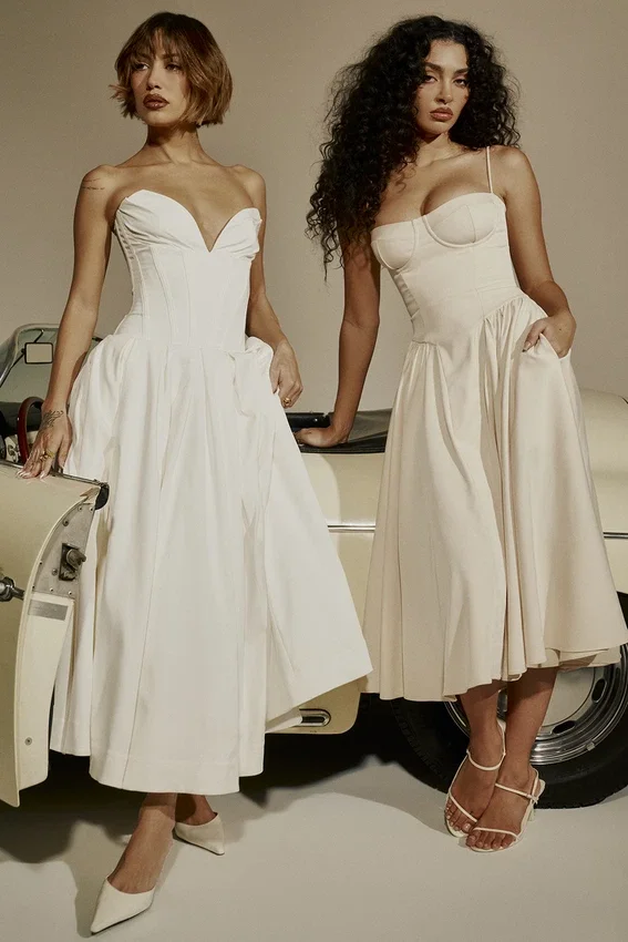 Samaria Vintage crèmekleurige korsetjurk voor de zomer
