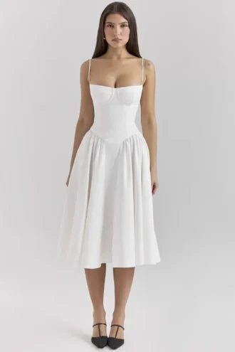 Samaria witte midi-jurk met korsetten