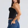 Samaria Zwarte stretch twill cup-korset top