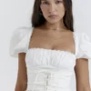 Samaya witte top met plooien