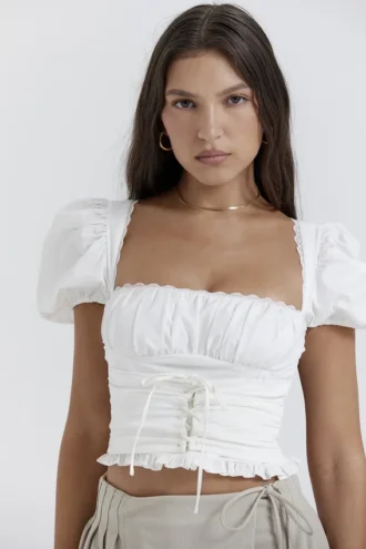 Samaya witte top met plooien