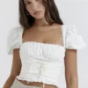 Samaya witte top met plooien
