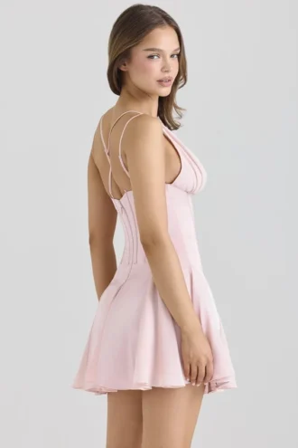 Samida roze satijnkorsetjurk mini-model
