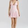Samida roze satijnkorsetjurk mini-model