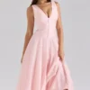 Samira Roze Chiffon Midi-jurk met knopen
