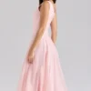Samira Roze Chiffon Midi-jurk met knopen