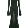 Sancha bosgroene gebreide maxi-jurk