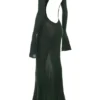 Sancha bosgroene gebreide maxi-jurk