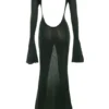 Sancha bosgroene gebreide maxi-jurk