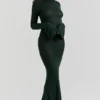 Sancha bosgroene gebreide maxi-jurk
