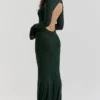 Sancha bosgroene gebreide maxi-jurk