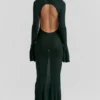 Sancha bosgroene gebreide maxi-jurk