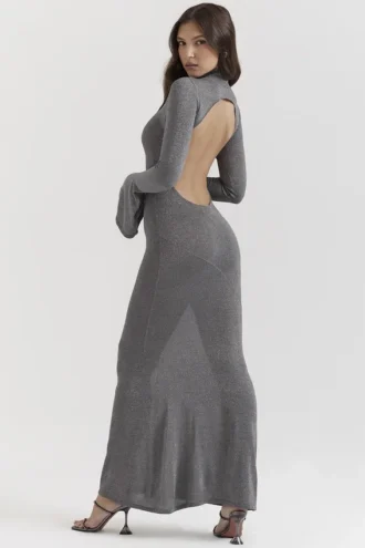 Sancha Steel Metallic maxi-jurk