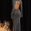 Sancha Steel Metallic maxi-jurk