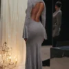 Sancha Steel Metallic maxi-jurk