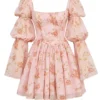 Sancia Engelse vintage mini-jurk met rozenprint en pofmouwen