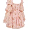 Sancia Engelse vintage mini-jurk met rozenprint en pofmouwen