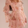 Sancia Engelse vintage mini-jurk met rozenprint en pofmouwen