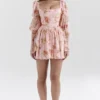 Sancia Engelse vintage mini-jurk met rozenprint en pofmouwen