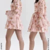 Sancia Engelse vintage mini-jurk met rozenprint en pofmouwen