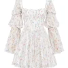 Sancia witte mini-jurk met bloemenprint en pofmouwen