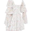Sancia witte mini-jurk met bloemenprint en pofmouwen