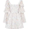 Sancia witte mini-jurk met bloemenprint en pofmouwen