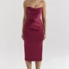 Santana Berry satijnen strapless midi-jurk