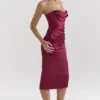 Santana Berry satijnen strapless midi-jurk