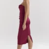 Santana Berry satijnen strapless midi-jurk