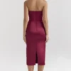 Santana Berry satijnen strapless midi-jurk