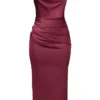 Santana Berry satijnen strapless midi-jurk