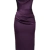 Santana Grape satijnen strapless midi-jurk