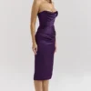Santana Grape satijnen strapless midi-jurk