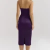 Santana Grape satijnen strapless midi-jurk