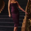Santana Grape satijnen strapless midi-jurk