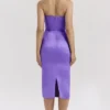 Santana violet satijnen strapless korset midi-jurk
