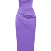 Santana violet satijnen strapless korset midi-jurk